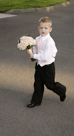 boy with bridal bouquet vancouver washington florist pigeon3